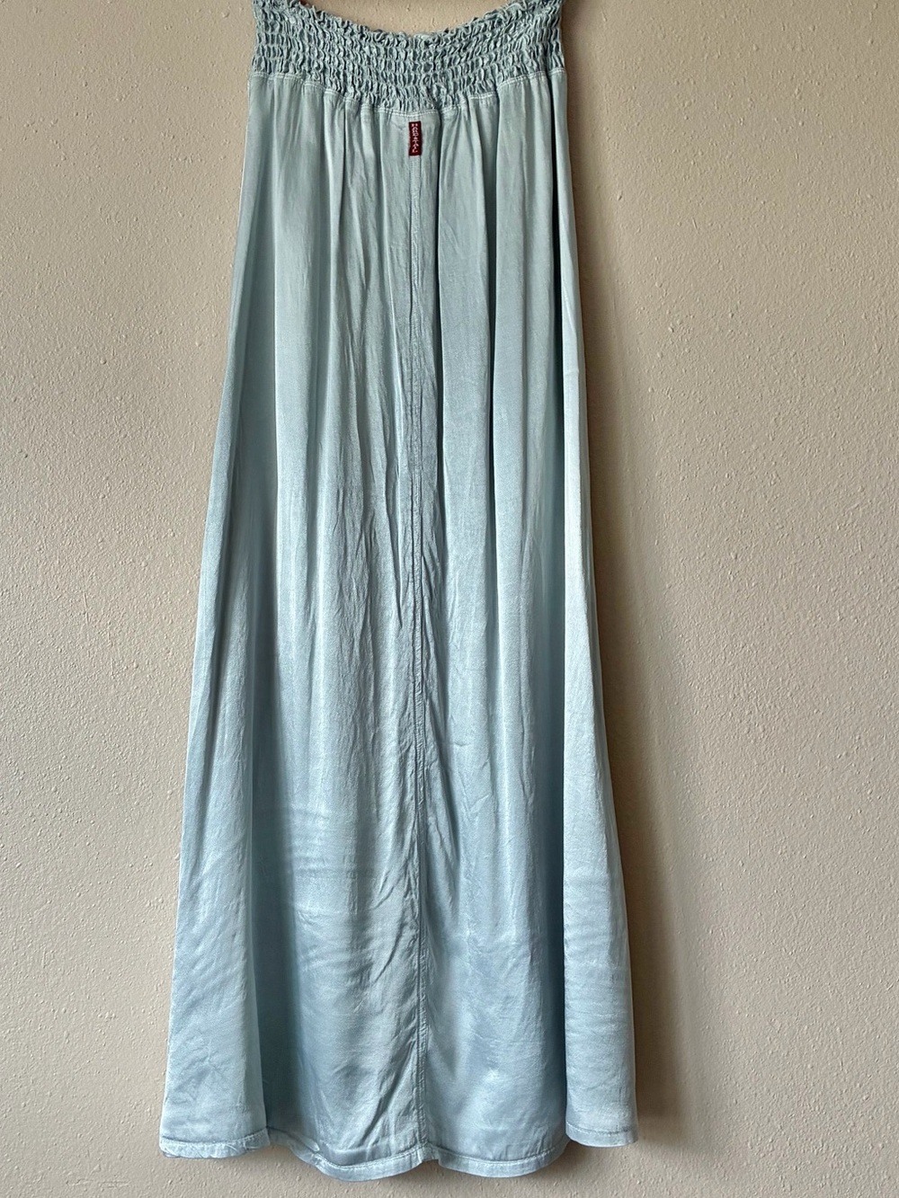 Hard Tail Pull-On Satin Maxi Skirt Ruched Waist Flowy Blue Size Medium - Picture 1 of 5